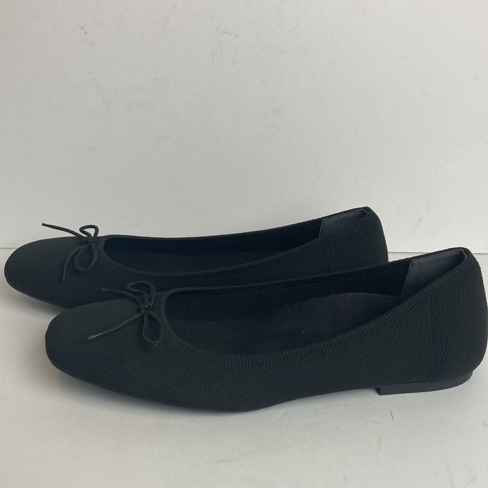 Vionic Klara Knit Ballet Flat 9.5 Black Square Toe Bow Slip-On Balletcore Office - Picture 7 of 16